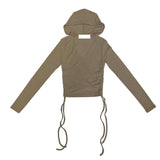 Side shirring crop hoodie