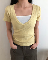 Perton Deep V-Neck Short Sleeve T-Shirt