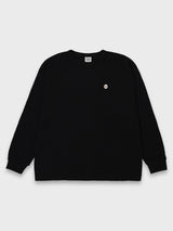 スカルワッフル長袖Tシャツ - ブラック