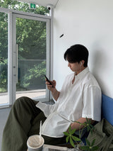 Look Diploma Summer Pixel Seersucker Oversized Shirt