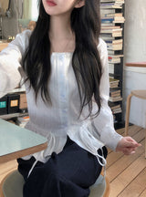 #Pistachio Square Lace String Cotton100 Blouse