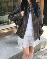 Washing big pocket leather jacket