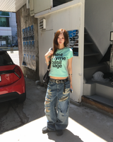 Mint lettering crop T