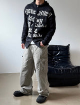 Grayish wide cargo pants