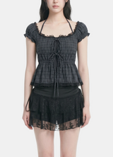 Zena Lace Check Blouse