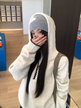 ニッチワイドフードウールジップアップニット