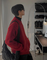 ASCLOバックルレイクジップアップカーディガン (4color)