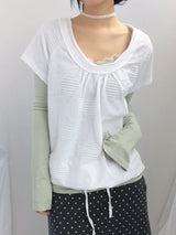 embossed shirring strap t