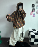 ツーピンタックリベットベルトバルーンロングパンツ🤎🖤💙3カラー