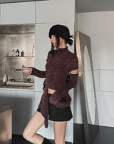 Pony Incision Wrap Knit Turtleneck
