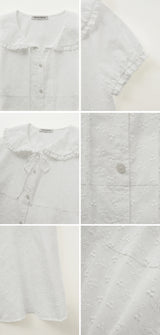 ベンテッドペターパンカラーブラウス (White)