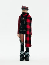 Emoha Red and black punk cat furry cat claws nails scarf