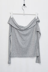 Off-Shoulder Tie Sleeve (Gray)