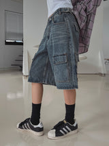 Zipper Two Way Cargo Bermuda Pants