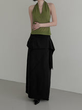 Scar Drape Layered Wrap Long Skirt