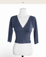 [ semi suede💙 ] daly deep-v glam 7 top