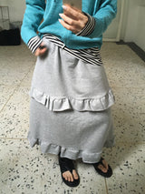 Half frill banding sweat long skirt (2c)