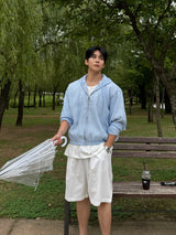 Cooling seersucker bermuda pants