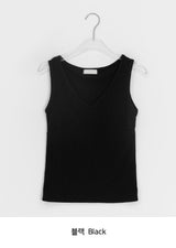 Toara Ribbed Diagonal Cut V-neck Sleeveless