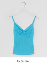 Orr Eyelet Punching Shirring V-Neck Strap Sleeveless