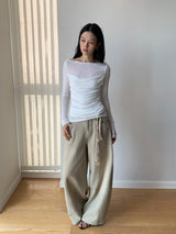 Melbourne shirred layered long-sleeve tee