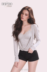 Mood Gray Shirring Layered Two-Piece Top