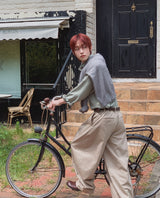 Onen One-Tuck Cotton Wide Slacks