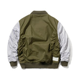 DOUBLE ZIPPER SHIRRING MA-1 JACKET KHAKI / GRAY