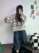 ツーピンタックリベットベルトバルーンロングパンツ🤎🖤💙3カラー