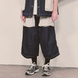 reverse terry pocket denim capri shorts_blue