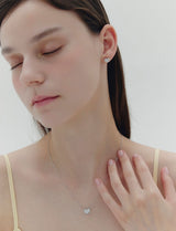 26SS★ [Premium Plating] Essence AB(W) Pudding Heart Pave Necklace