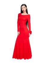 Red Reversible Lace-Up Detachable Flower Dress