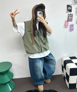 ビビッドバルーンデニムロングパンツ 💙🖤2COLOR