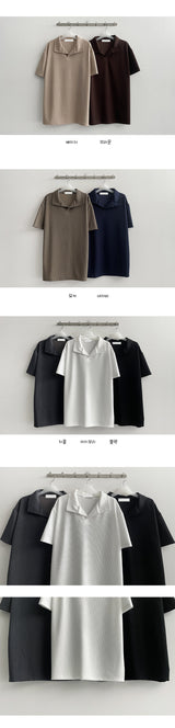 ニブルオープンカラー半袖ニットTシャツ