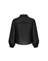 Eliane Sheer Piping Crop Shirt Jacket Black