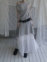 Sella Shirred Flare Long Skirt