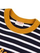 オーバーサイズフィット ストライプ チェーンロゴ ロングスリーブTシャツ マスタード (FCF3TS641M)
