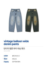vintage balloon wide denim pants (muddy indigo)