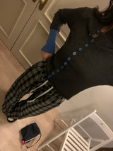 Page Unbalanced Button Color Block 長袖ニットカーディガン (3 Colors)