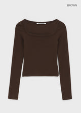 [MADE] Shrinny Square Neck Long Sleeve T-shirt