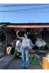 ルーズワイドハイウエストデニムパンツ