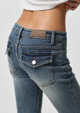 [B-DENIM] LOW POCKET BOOTS-CUT 058