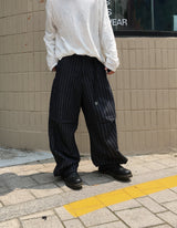 No.1300 N stripe denim wide PT