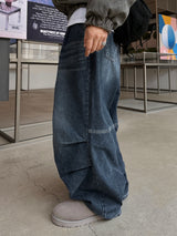 グレイシーダブルピンタックバルーンデニムパンツ