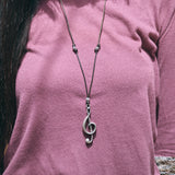 music note necklace silver