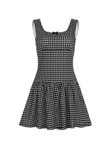 GINGHAM CHECK RIBBON MINI DRESS