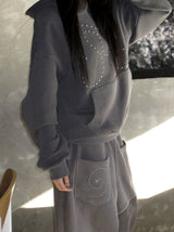 SYMBOL STUD PIGMENT SWEAT PT CHARCOAL