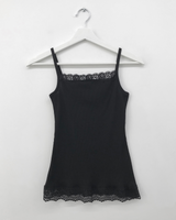 Drop ribbed lace sleeveless top (7color) 