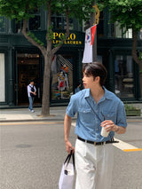 LMN Hey BioWashing Short-Sleeved Denim Shirt (3 colors)