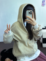 TERRY SHEEP🐑☁🤎HOODIE CARDIGAN JACKET 🤎💛🖤3COLOR